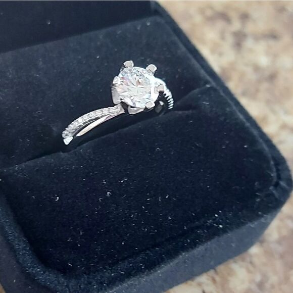 1 Carat Wave Moissanite 925 Silver Engagement - Picture 10 of 12